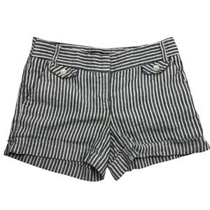 ABS‎ Platinum Womens Black White Chevron Stripe Linen Blend Cuffed Shorts Size 4